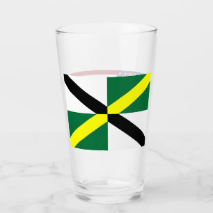 Patriotic glass cup with flag of Monterey