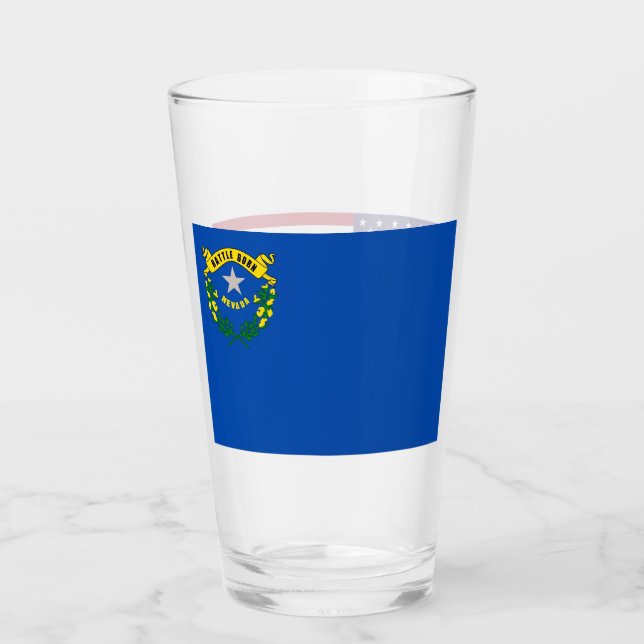 Patriotic glass cup with flag of Nevada (Front)