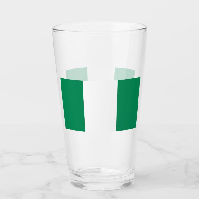 Patriotic glass cup with flag of Nigeria (Front)