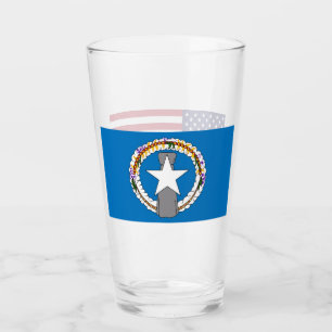 Patriotic glass cup with flag of Northern Mariana