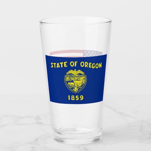 Patriotic glass cup with flag of Oregon (Front)