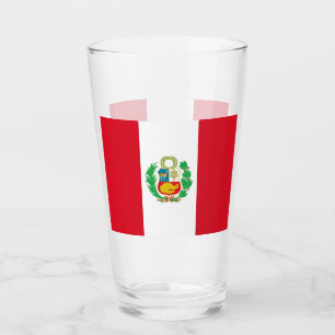 Patriotic glass cup with flag of Peru