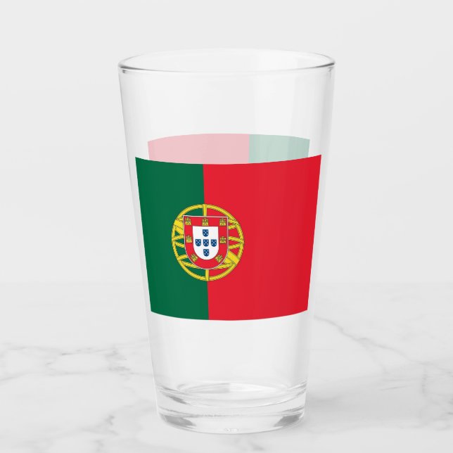 Patriotic glass cup with flag of Portugal (Front)