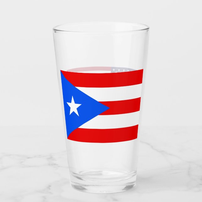 Patriotic glass cup with flag of Puerto Rico (Front)