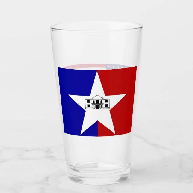 Patriotic glass cup with flag of San Antonio (Front)
