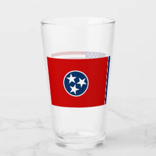 Patriotic glass cup with flag of Tennessee