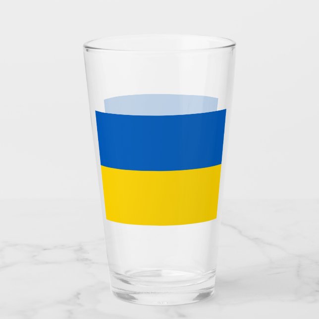 Patriotic glass cup with flag of Ukraine (Front)