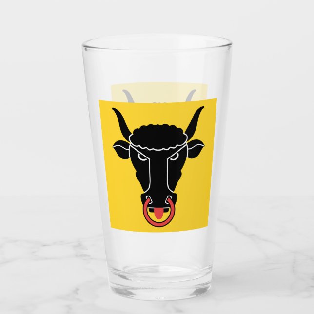 Patriotic glass cup with flag of Uri, Switzerland (Front)