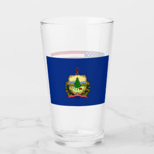 Patriotic glass cup with flag of Vermont