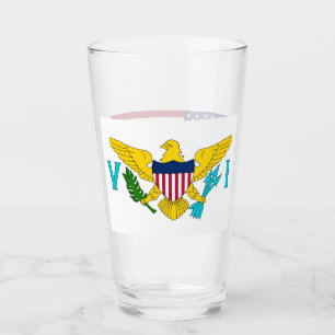 Patriotic glass cup with flag of Virgin Islands