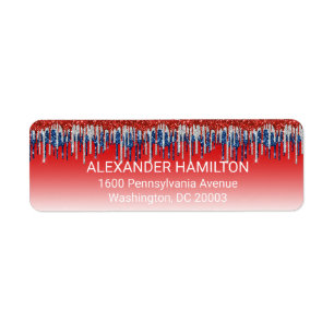 Patriotic Glitter Drip Americana Return Address Label