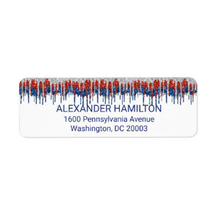 Patriotic Glitter Drip Border Return Address Label