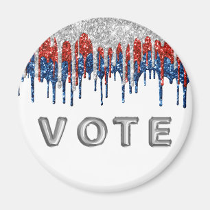 Patriotic Glitter Drip Border Vote Magnet