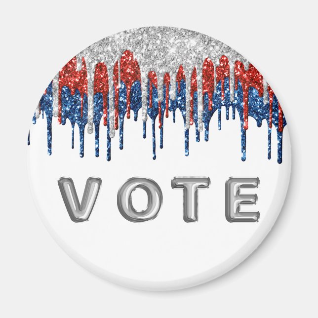 Patriotic Glitter Drip Border Vote Magnet (Front)