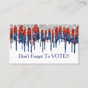 Patriotic Glitter Drip Border Vote Reminder Business Card
