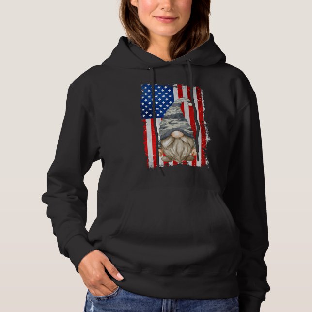 Patriotic Gnome Camouflage Decor For Veteran Ameri Hoodie (Front)