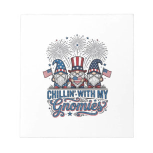 Patriotic Gnome Chillin With My Gnomies Shirt Desi Notepad