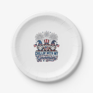 Patriotic Gnome Chillin With My Gnomies Shirt Desi Paper Plate