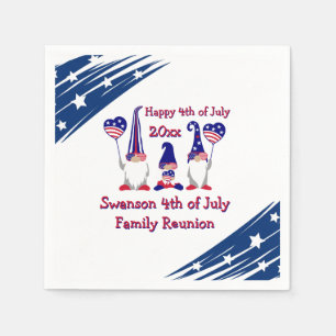 Patriotic Gnome Family Reunion Celebration Napkin