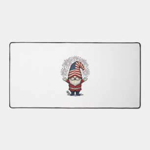 Patriotic Gnome Fireworks Vintage Vector Design_1 Desk Mat
