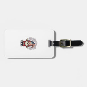 Patriotic Gnome Fireworks Vintage Vector Design_1 Luggage Tag