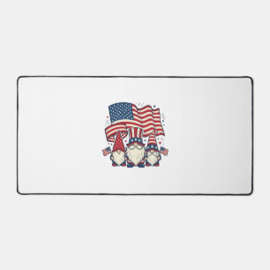 Patriotic Gnome Flag Vintage Engraving Design_1 Desk Mat
