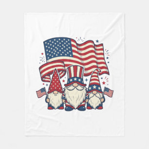 Patriotic Gnome Flag Vintage Engraving Design_1 Fleece Blanket