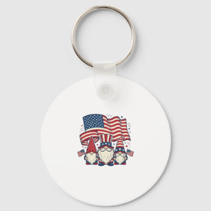 Patriotic Gnome Flag Vintage Engraving Design_1 Key Ring
