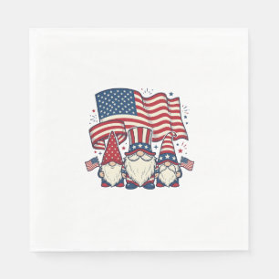 Patriotic Gnome Flag Vintage Engraving Design_1 Napkin