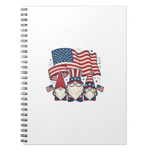 Patriotic Gnome Flag Vintage Engraving Design_1 Notebook