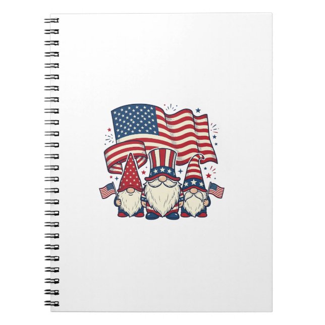 Patriotic Gnome Flag Vintage Engraving Design_1 Notebook (Front)
