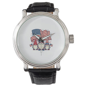 Patriotic Gnome Flag Vintage Engraving Design_1 Watch