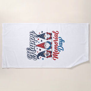 Patriotic Gnome Happy Memorial Day Vintage Shirt D Beach Towel