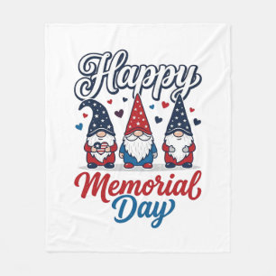 Patriotic Gnome Happy Memorial Day Vintage Shirt D Fleece Blanket