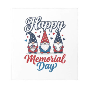 Patriotic Gnome Happy Memorial Day Vintage Shirt D Notepad