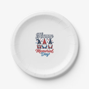 Patriotic Gnome Happy Memorial Day Vintage Shirt D Paper Plate
