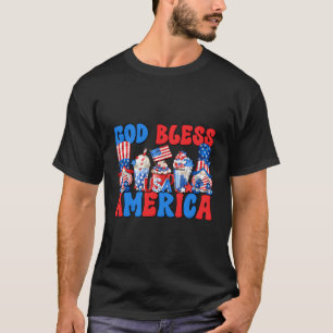 Patriotic Gnome Latte For Independence Day God Ble T-Shirt
