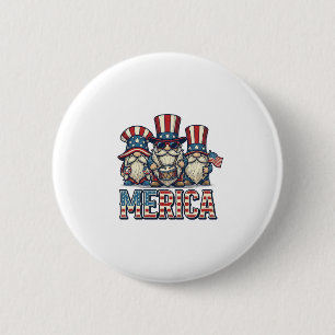 Patriotic Gnome Merica Vintage Vector Design_1 6 Cm Round Badge