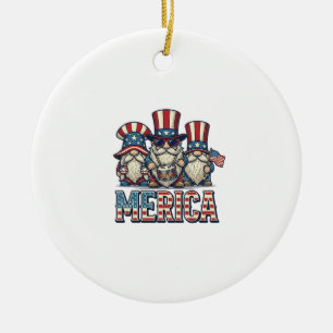 Patriotic Gnome Merica Vintage Vector Design_1 Ceramic Ornament