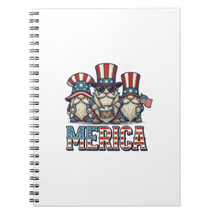 Patriotic Gnome Merica Vintage Vector Design_1 Notebook