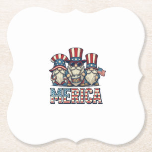 Patriotic Gnome Merica Vintage Vector Design_1 Paper Coaster