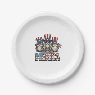 Patriotic Gnome Merica Vintage Vector Design_1 Paper Plate