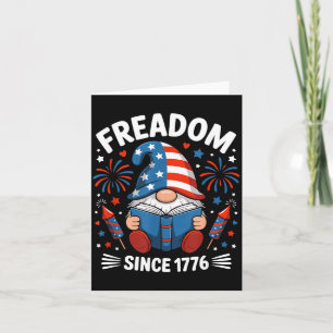 Patriotic Gnome Reading Book 4th of July Cute Card