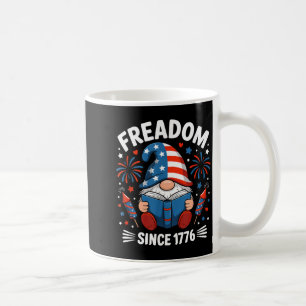 Patriotic Gnome Reading Book 4th of July Cute Coffee Mug