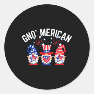 Patriotic Gnome Red White Blue July 4th Memorial Classic Round Sticker