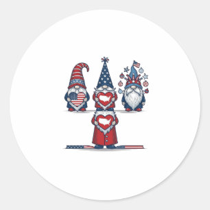 Patriotic Gnome Trio Vintage Vector Design_1 Classic Round Sticker