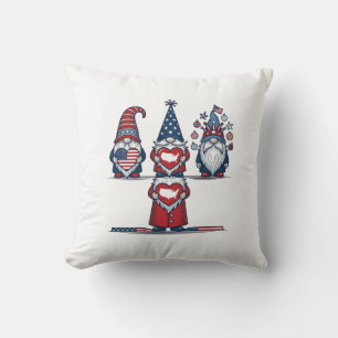 Patriotic Gnome Trio Vintage Vector Design_1 Cushion