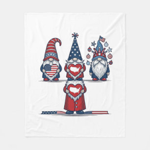 Patriotic Gnome Trio Vintage Vector Design_1 Fleece Blanket