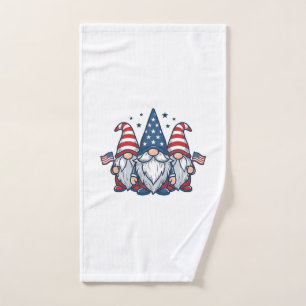 Patriotic Gnome Trio Vintage Vector Design_1 Hand Towel