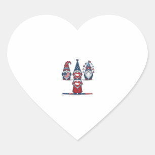 Patriotic Gnome Trio Vintage Vector Design_1 Heart Sticker
